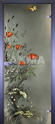 Art Decor Маки с бабочкой б/ц матовое  2000*800 О